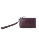 Myra Zidana Ethel Mini Veg Tanned Leather Wristlet in Rosa Maroon