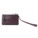 Myra Zidana Ethel Mini Veg Tanned Leather Wristlet in Rosa Maroon
