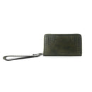 Myra Zidana Elko Braided Veg Tanned Leather Wallet in Obsidian Green