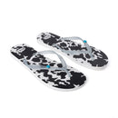 Myra Shadow Ranch Cowhide Slippers in Stormhorn Black