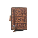 Myra Rugged Raven Leather Credit Card Holder in Canyon Amber
