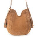 Myra Savannah Sunset Fringed Leather Bag in Deep Mocha