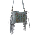 Myra ThunderFly Fringed Leather Bag in Silver Dust