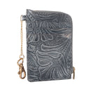 Myra Summer Grove Embossed Leather Credit Card Holder in Slate Grey