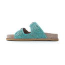 Myra Bluebell Ranch Handtooled Leather Sandals in Alpine Teal