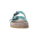 Myra Bluebell Ranch Handtooled Leather Sandals in Alpine Teal