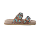 Myra Meadow Sky Handtooled Leather Sandals in Sagewave Blue