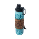 Moo & Bloom Stainless Steel Water Bottle in Turquoise
