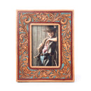 Myra Magnolia Rise Handtooled Leather Photo Frame in Deep Mahogany