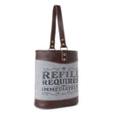 Myra Textura Cotton & Leather Wine Holder in Saddle Frost