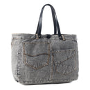 Myra Billyjean Western denim Tote Bag for Women in denim black with leather detail