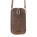 Myra Wildtouch Western Phone Crossbody in dark brown with leather detail