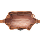 Myra Yellowstone Sundown Ember Suede Leather Bucket Bag in Maple Brown