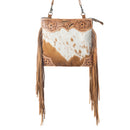 Myra Tumbleweed Trail Fringed hand-tooled bag for women in Light Brown
