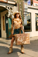 Myra Cartwright Hand-Tooled Bag in Tan & White