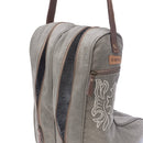 Myra Sunstone Cotton & Leather Boot Bag in Clay Fern