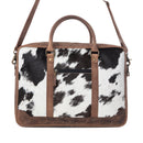 Myra Ironpeak Hairon Leather Laptop Bag in Coal Snow