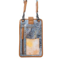 Myra Cedar Snake Print Leather Cell Phone Holder in Turquoise Sand