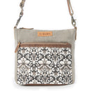 Myra Damask Trail Vintage Crossbody Bag for Women in sage with print detail