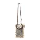 Myra Vine Nouveau Western Phone Crossbody in sage with leather detail
