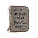 Myra Graceword Western Bible Cover in olive with flap closure and leather detail