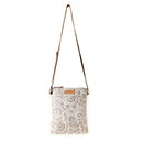 Loom Tapestry upcycled canvas crossbody Bag for Women in sage with fringe detail