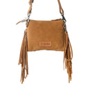 Myra Bourbon Trail Handtooled Bag for Women in brown with hairon and fringe detail