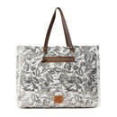Myra Wildfern Hide Western Weekender Bag for Women in ivory with hairon detail