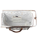 Myra Ursinia Weekender Bag for Women with upcycled canvas and genuine leather with hairon hide and floral print
