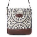 Myra Freaky Leather Shoulder Bag - Tribal Floral Print with Leather Trim for Everyday Bohemian Chic