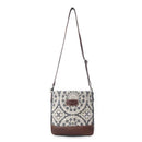 Myra Freaky Leather Shoulder Bag - Tribal Floral Print with Leather Trim for Everyday Bohemian Chic