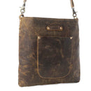 Myra Beast Leather Messenger Bag for women in brown distressed full-grain leather with dront procket