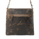 Myra Beast Leather Messenger Bag for women in brown distressed full-grain leather with dront procket