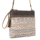 Myra Contentent Aztec Sling Bag for Women – Patterned Canvas, Brown Leather Trim, Crossbody for Everyday Western Look