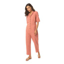 Pink Widow Collar Jumpsuit