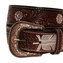 Pink feather Hand-Tooled Leather Women's Belt