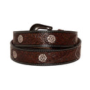Pink feather Hand-Tooled Leather Women's Belt