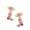 Letâ€™s Go Girls Beaded Boot Earrings