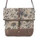 Myra Tazzie Floral Accent Crossbody Bag for Women with genuine leather and cotton in floral print with adjustable strap