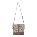 Myra Tazzie Floral Accent Crossbody Bag for Women with genuine leather and cotton in floral print with adjustable strap