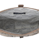 Myra Tazzie Floral Accent Crossbody Bag for Women with genuine leather and cotton in floral print with adjustable strap
