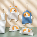 DecorBites™ Coral Plush Cat Microfiber Hand Towel: Cute Quick-Drying Kitchen Bathroom Accessory