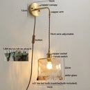 DecorBites™ Glass Copper LED Wall Lights with Knob Switch, Modern Bedside Lamp