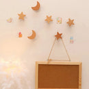 1Pc Star Moon Wooden Hook Multi-Purpose Key Holder Coat Storage Rack Wall Self Adhesive Hook Children Room Decoration Gadgets
