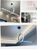 DecorBites™ Black LED Ceiling Chandelier with Remote Control for Modern Minimalist Home Decor