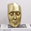 DecorBites™ Golden Mask Resin Abstract Face Sculpture for Home Decoration