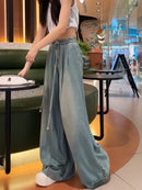 Women Wide Leg Jeans – Summer 2024 Drape Elastic Boyfriend Trousers