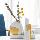 DecorBites™ Geometric Gold Striped Ceramic Vase for Flowers & Hydroponics