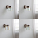 DecorBites™ LED Wall Lamp Clear Glass Walnut Wood Up Down Rotate Wall Light
