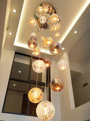 DecorBites™ Crystal Glass Spiral Ceiling Chandelier for Modern Living Room & Kitchen Decor
